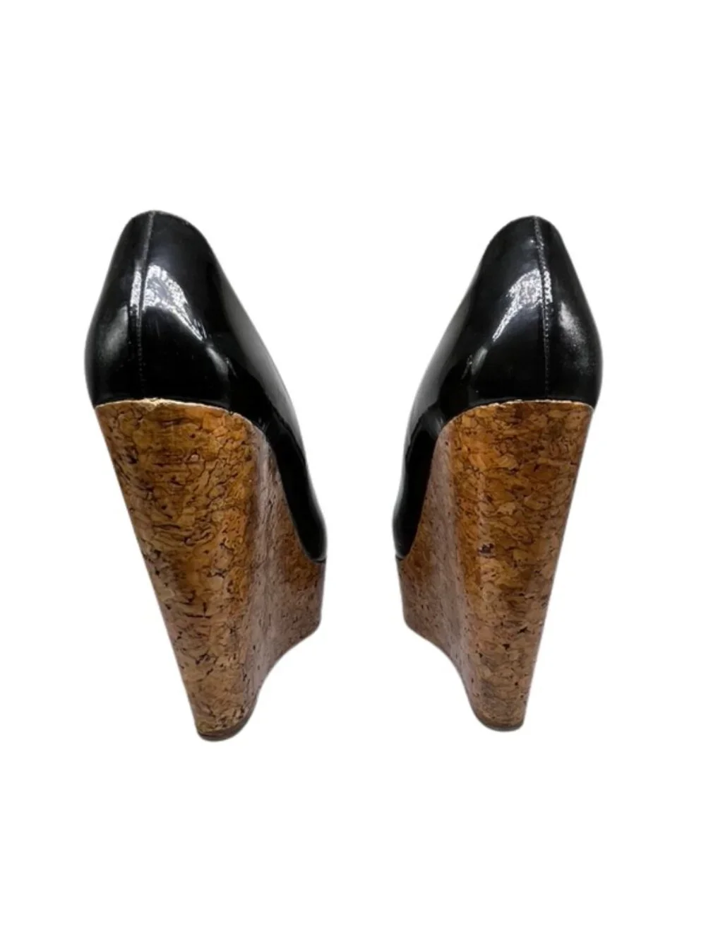 Christian Louboutin Black Patent Cork Wedge Pumps 40